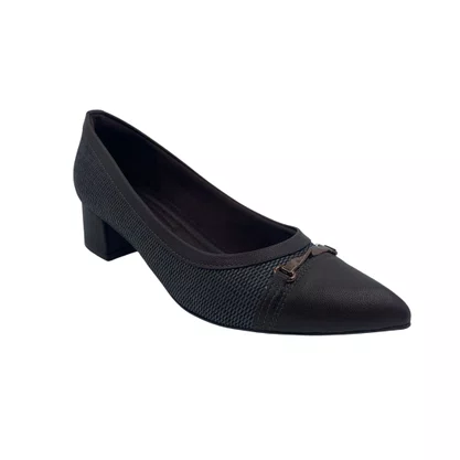 Scarpin Piccadilly Marrom 739099 Salto Bloco Baixo