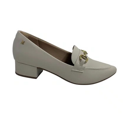 Scarpin Softli Off White 10457 Salto Bloco Conforto