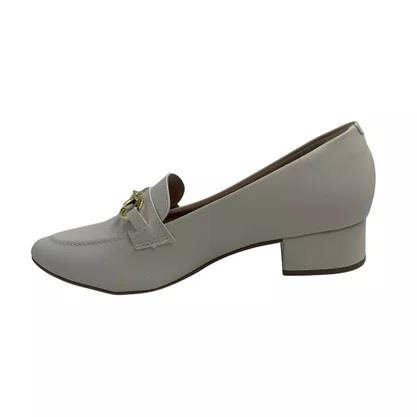 Scarpin Softli Off White 10457 Salto Bloco Conforto