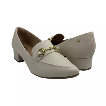 Scarpin Softli Off White 10457 Salto Bloco Conforto