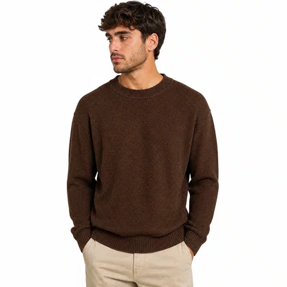 Suéter Tricot Sallo Slim Marrom 0012