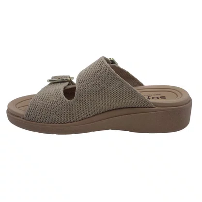 Tamanco Arco Soft Tecido com Fivela Softli Bege 10290