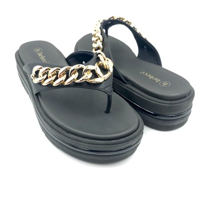 Tamanco Bebecê Flat Form com Corrente Preto 2230408