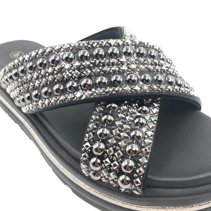Tamanco Bebecê Flat Form com Enfeite Preto 2230406