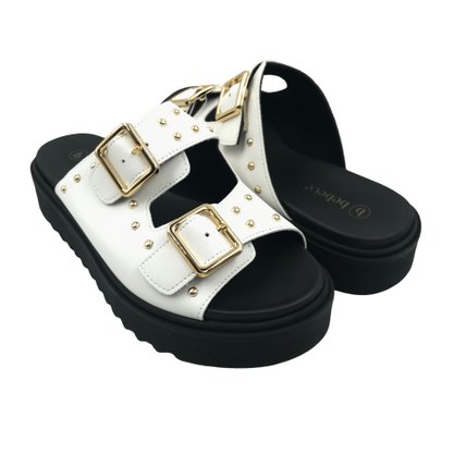 Tamanco Bebecê Flat Form com Fivela Branco 2218491