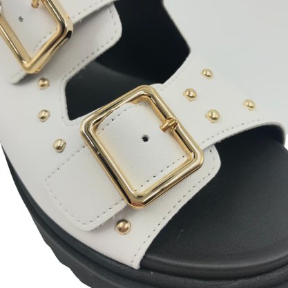 Tamanco Bebecê Flat Form com Fivela Branco 2218491