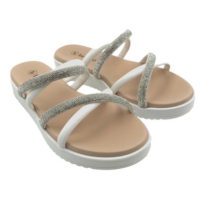 Tamanco Bebecê Flat Form com Strass Branco 2289716