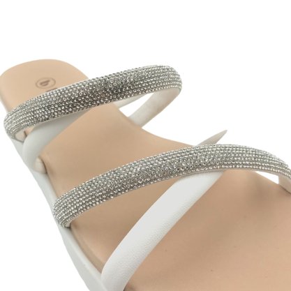 Tamanco Bebecê Flat Form com Strass Branco 2289716