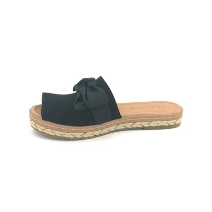 Tamanco Bebecê Flatform Preto Com Laço Sola com Cordas