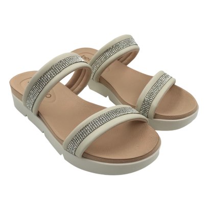 Tamanco Beira Rio Papete com Brilho Off White 8387536