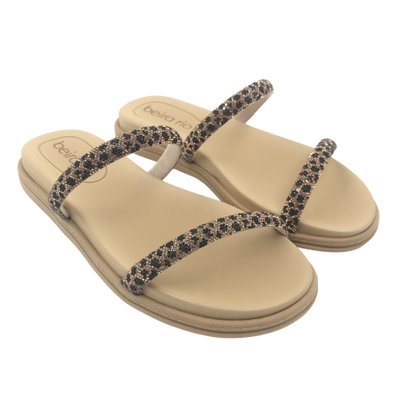 Tamanco Beira Rio Papete com Strass Nude 8488105