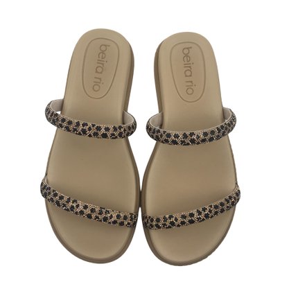 Tamanco Beira Rio Papete com Strass Nude 8488105