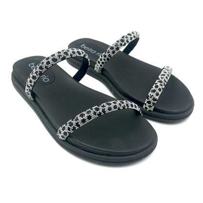 Tamanco Beira Rio Papete com Strass Preto 8488105