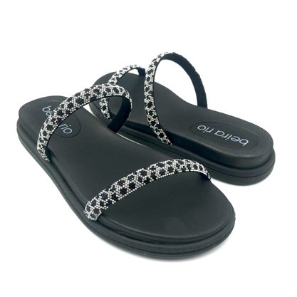 Tamanco Beira Rio Papete com Strass Preto 8488105