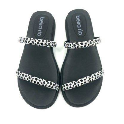 Tamanco Beira Rio Papete com Strass Preto 8488105