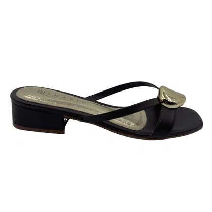 Tamanco Casual Ramarim Salto Baixo Marrom 2548201