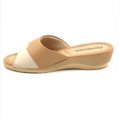 Tamanco Comfortflex Anabela Bege 2396401