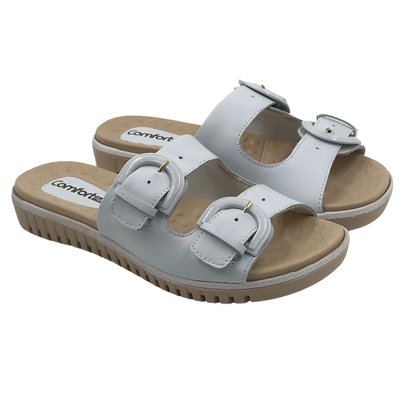 Tamanco Comfortflex Branco com Duas Fivelas 2345404