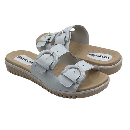 Tamanco Comfortflex Branco com Duas Fivelas 2345404