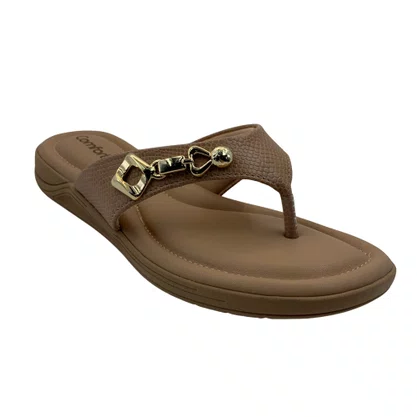 Tamanco Comfortflex Nude com Detalhe Dourado 2680403