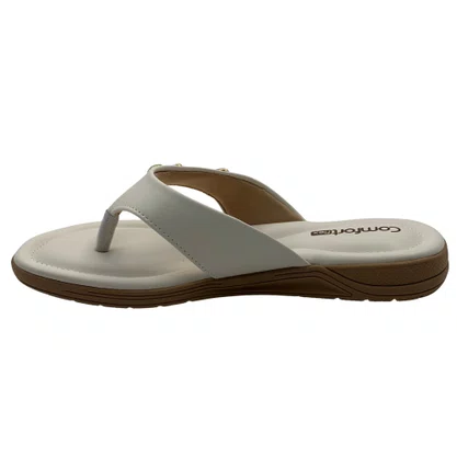 Tamanco Comfortflex Off White com Detalhe Dourado 2680403