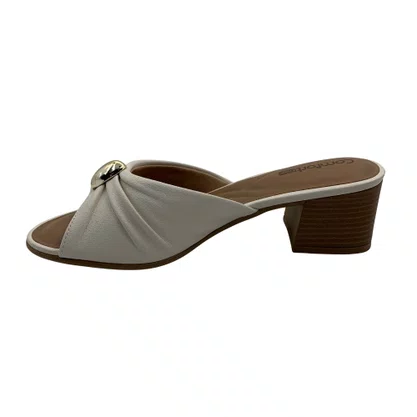 Tamanco Comfortflex Off White Salto Bloco 5cm 2656402