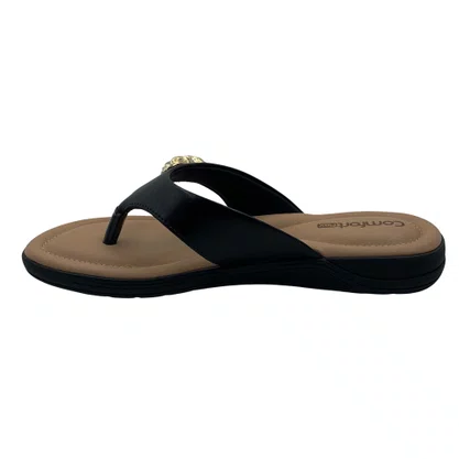 Tamanco Comfortflex Preto com Detalhe Dourado 2680401