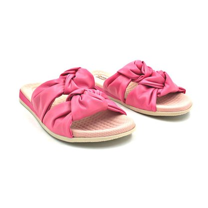 Tamanco Comfortflex Rasteira Com Nós Rosa 2144404