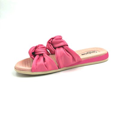 Tamanco Comfortflex Rasteira Com Nós Rosa 2144404