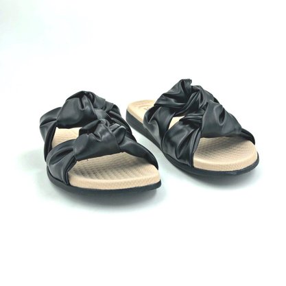 Tamanco Comfortflex Rasteira Slide Com Nós Preto 2144404