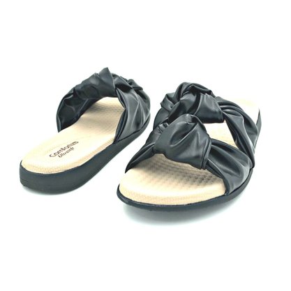 Tamanco Comfortflex Rasteira Slide Com Nós Preto 2144404