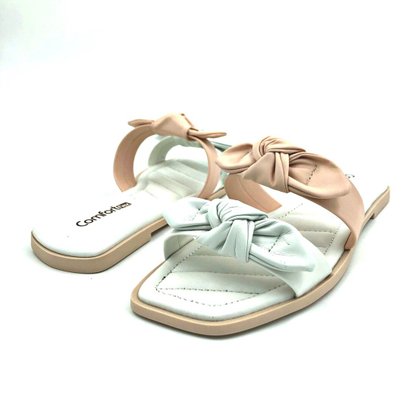 Tamanco Comfortflex Rasteira Slide Laço Gelo 2141403