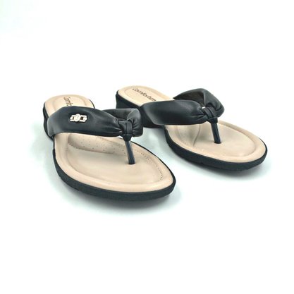 Tamanco Comfortflex Salto Baixo Dedo Preto 2181401