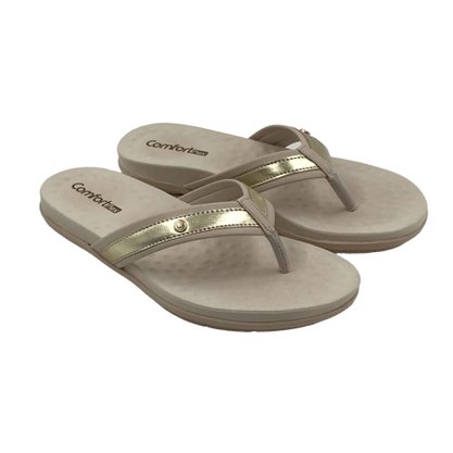 Tamanco Comfortflex Tiras Largas Bege 2340401