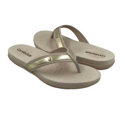 Tamanco Comfortflex Tiras Largas Bege 2340401