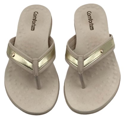 Tamanco Comfortflex Tiras Largas Bege 2340401