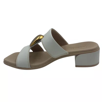 Tamanco Couro Conforto com Enfeite Usaflex Off White 27008
