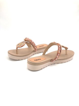 Tamanco Dakota Rosê Flatform Com Pedrarias 5641