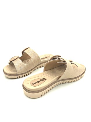 Tamanco Flats Comfortflex Nude Fivela 2045404