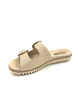 Tamanco Flats Comfortflex Nude Fivela 2045404