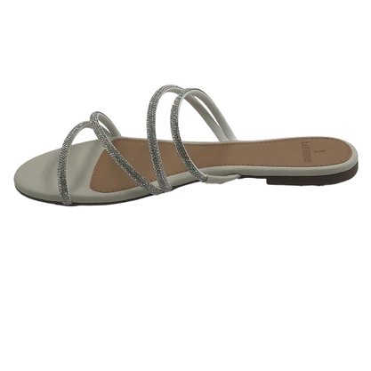 Tamanco La Femme Rasteira Off White com Cristais 131205