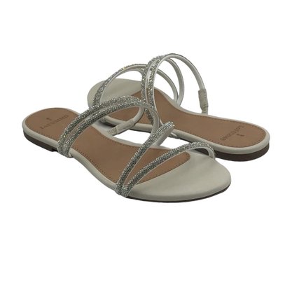 Tamanco La Femme Rasteira Off White com Cristais 131205