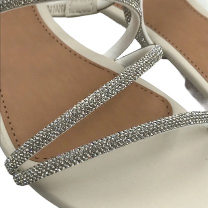 Tamanco La Femme Rasteira Off White com Cristais 131205