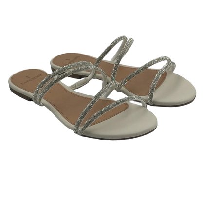 Tamanco La Femme Rasteira Off White com Cristais 131205