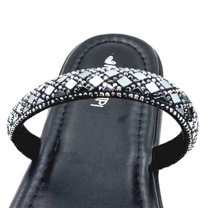 Tamanco Mississipi Flatform Preto com Strass 371