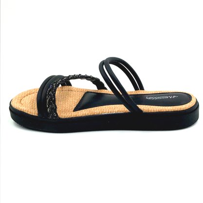 Tamanco Mississipi Flatform Preto com Strass 9923