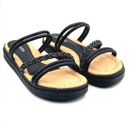 Tamanco Mississipi Flatform Preto com Strass 9923