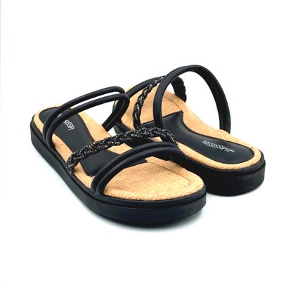 Tamanco Mississipi Flatform Preto com Strass 9923