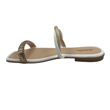 Tamanco Mississipi Rasteira Branca com Strass 251
