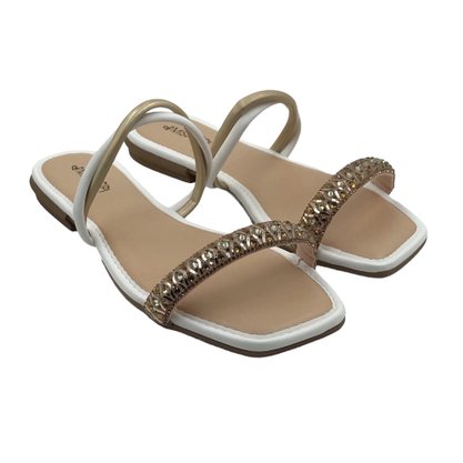 Tamanco Mississipi Rasteira Branca com Strass 251